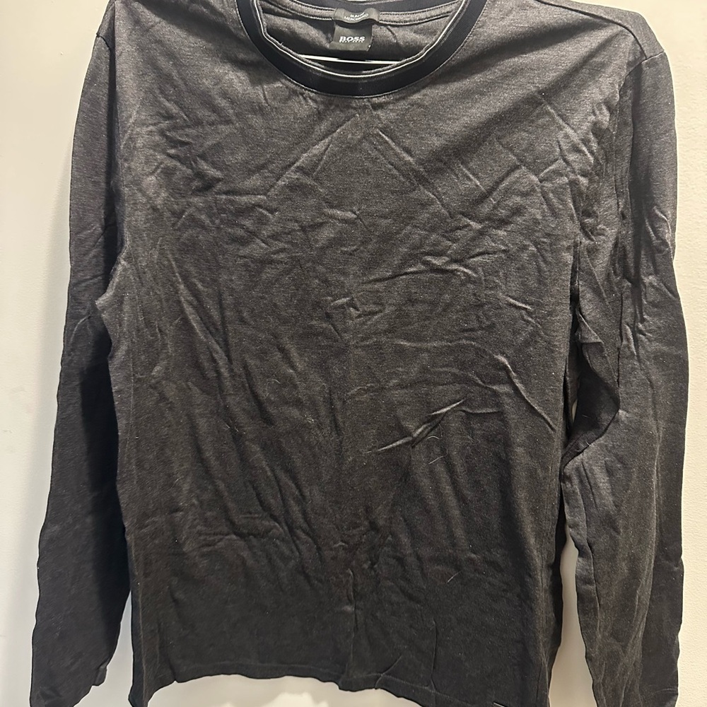 Hugo Boss Gray and Black Slim Fit Shirt